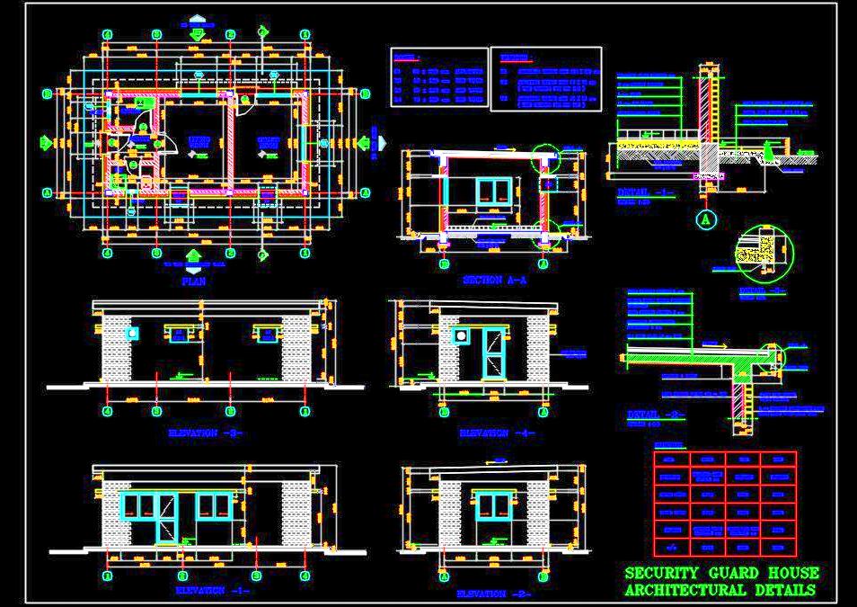 Guard House DWG File- Architectural & Construction Details